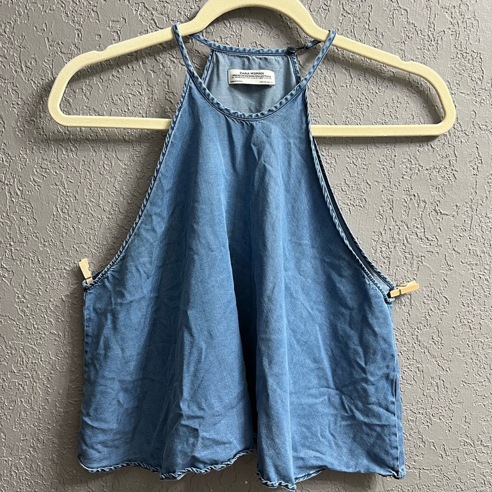 Zara Blue Denim Tank Top